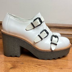 Acne Studios White Glitter Platform Loafers
